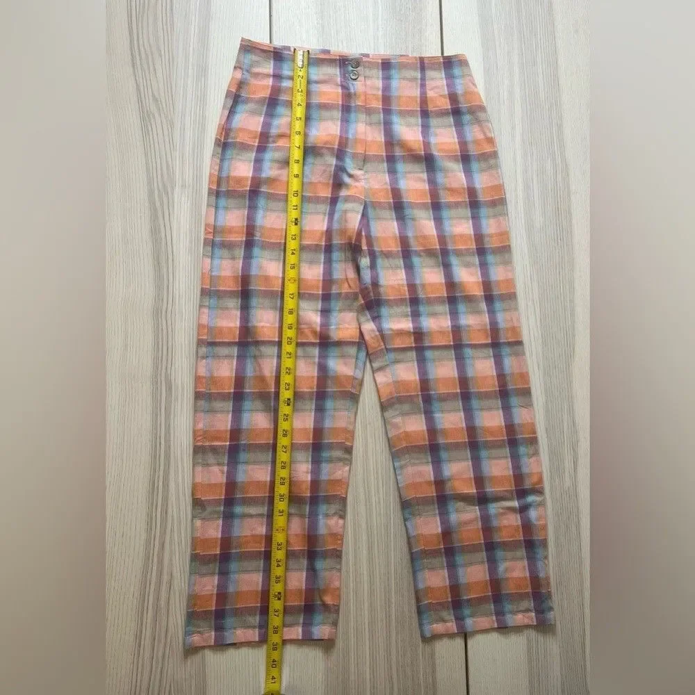 Billabong Salty Blonde Break Point Pants  Multicolor Plaid Wide Leg Pants size 3